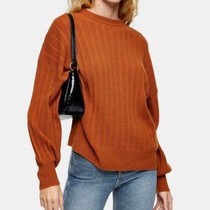TOPSHOP Brown Knitted Sweater With Cashmere